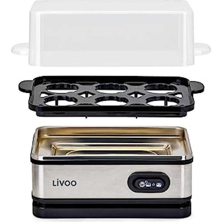 Livoo DOC290, Eierkocher für 6 Eier mit Edelstahl-Heizplatte und Warmhaltefunktion, 400 Watt – Bild 3