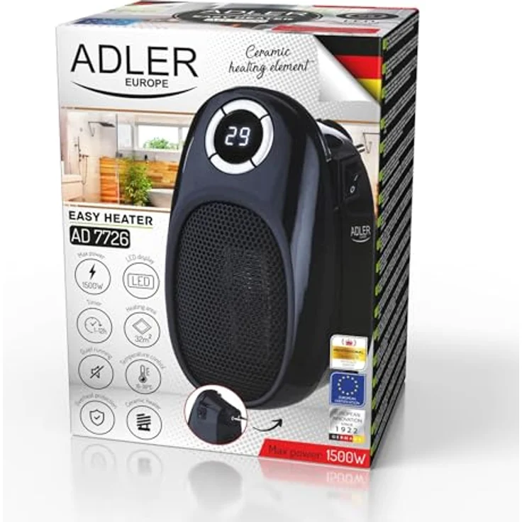 Adler Thermofan - Easy Heater AD 7726 Ceramic 400 W Number of power levels 2 Suitable for rooms up to 32 m² Black, Konvektor – Bild 6