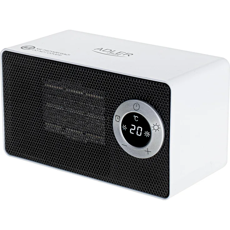Adler AD 7746 Termowentylator ceramiczny z lcd, Heizlüfter, Weiss mit programmierbarem Timer, LCD Display und Sicherheitsabschaltung