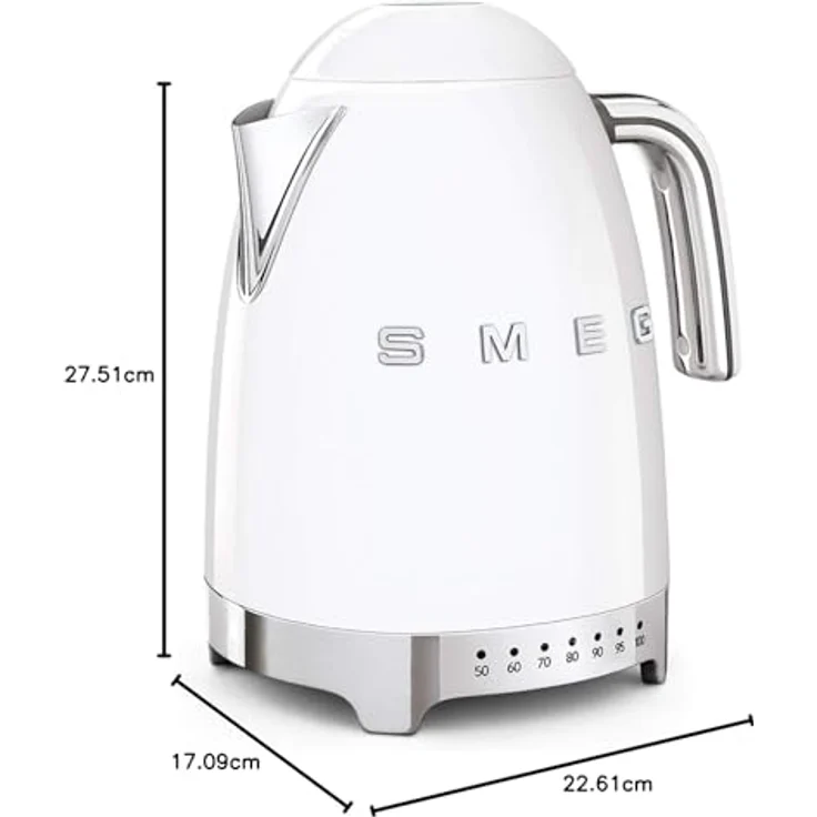 Smeg KLF04WHEU Wasserkocher, 2400W, 1,7L, Edelstahl, weiß – Bild 5