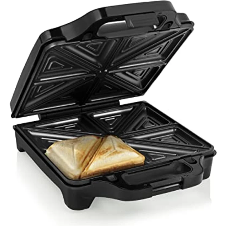 Princess Supreme XXL Sandwichmaker, für 4 Sandwiches, 1600 Watt, extra große Grillfläche 27,8 x 25,6 cm, Überhitzungsschutz, Anti-Rutsch-Füße, antihaftbeschichtet, silber, schwarz – Bild 6