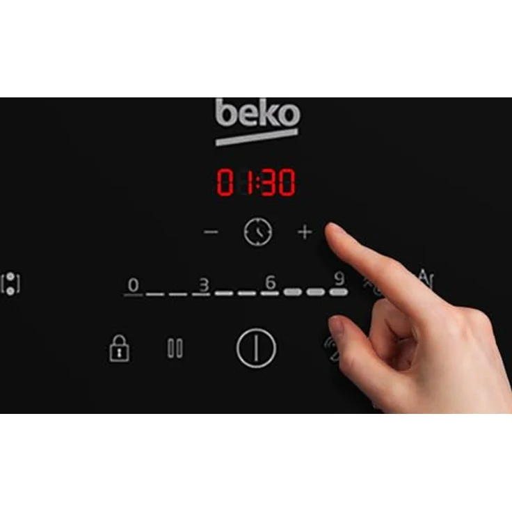 Beko HII 64500 FTO, Induktionskochfeld, 2600 W, schwarz, mit Stop & Go- und Booster-Funktion, TouchSlider Sensortasten, rahmenlos – Bild 4