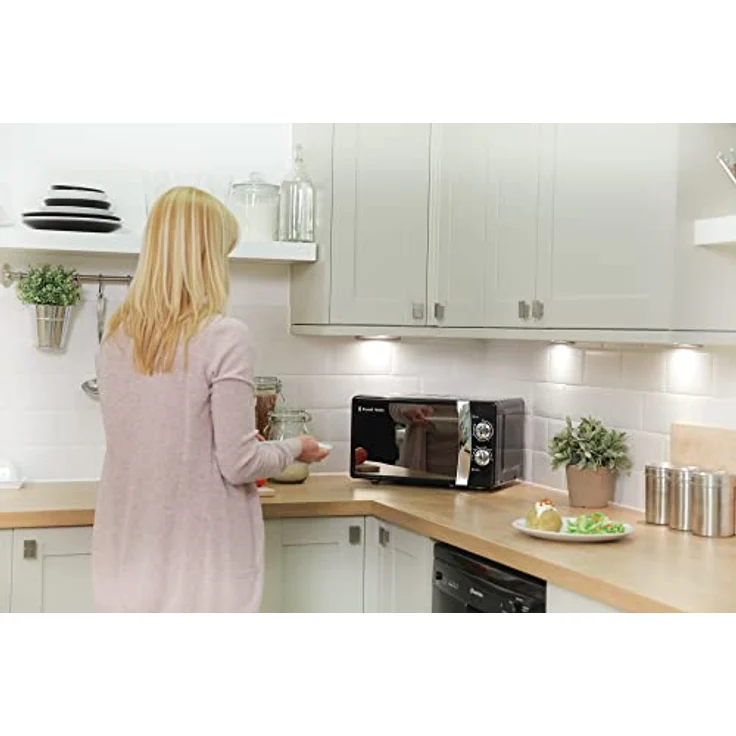 Russell Hobbs RHMM701B 17 Liter, 700 W, schwarz, manuelle Solo-Mikrowelle mit 5 Leistungsstufen, Signalton und Timer, Auftaufunktion, einfache Reinigung – Bild 2