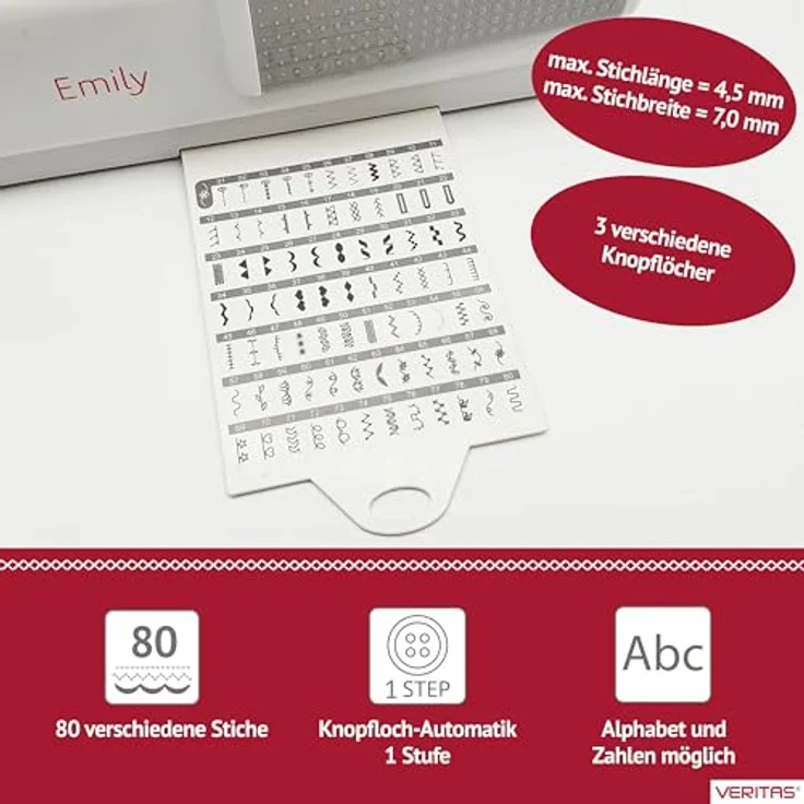 Veritas Nähmaschine Emily Freiarm-Nähmaschine, weiß – Bild 4