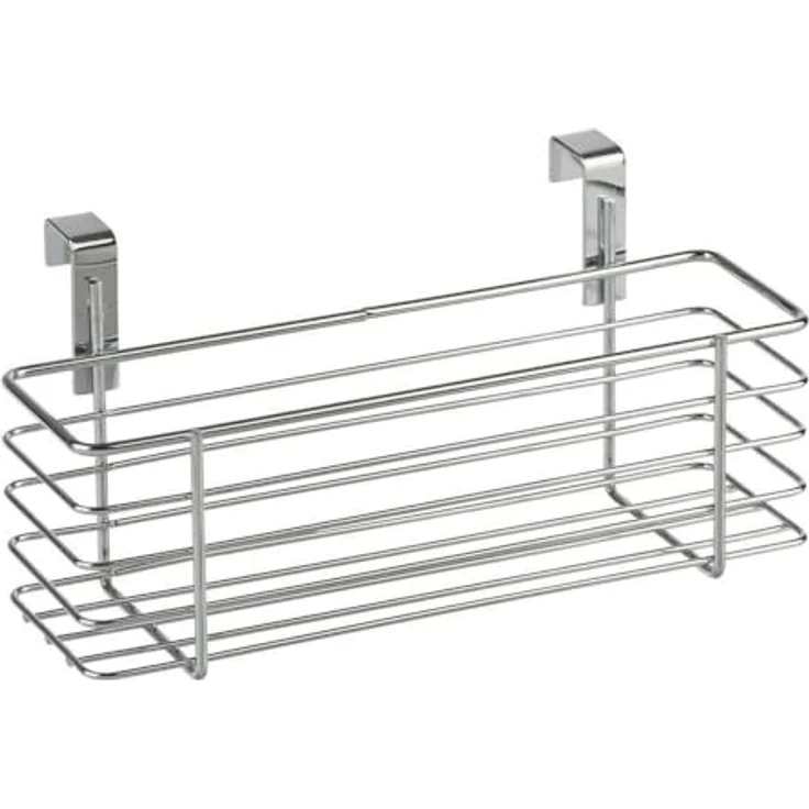 WENKO Einhängekorb Slim, Organizer zum Einhängen an Schublade oder Schranktür, platzsparende Aufbewahrung, geeignet für Badezimmer und Küche, ohne Bohren, aus verchromten Metall, 24 x 11,5 x 10 cm – Bild 1