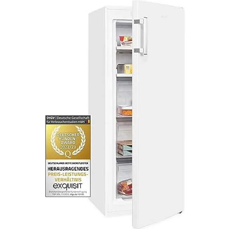 Exquisit Gefrierschrank GS5231-NF-H-040D weiss | Gefrierschrank NoFrost 161 L Volumen | Tiefkühlschrank 3 Schubladen | Gefrierschrank Gross Schnellgefrieren – Bild 1