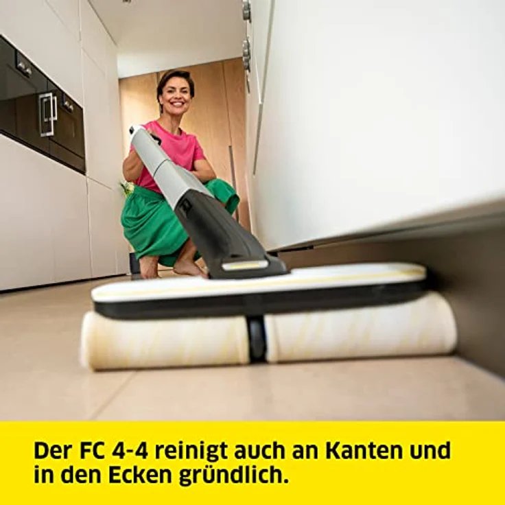 Kärcher Hartbodenreiniger FC 4-4 Battery Set, kabelloser Bodenreiniger mit 2 rotierenden Mikrofaserwalzen, Akkulaufzeit: ca. 30 min, Flächenleistung pro Akkuladung: ca. 90 m², mit austauschbaren Akkus – Bild 5