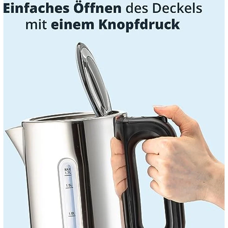 KHG Wasserkocher WK-1702 ES, Edelstahl, 1,7 Liter Fassvermögen, Abschaltautomatik – Bild 6