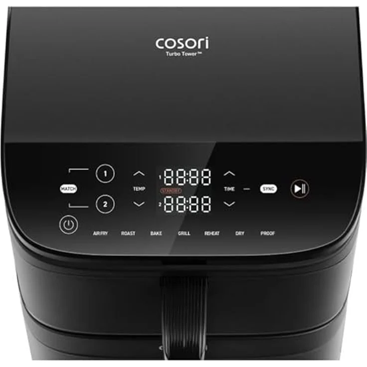 Cosori Turbo Tower DC121, Luftfritteuse mit 10,8L Doppelkorb und 2630W, Dunkelgrau – Bild 5