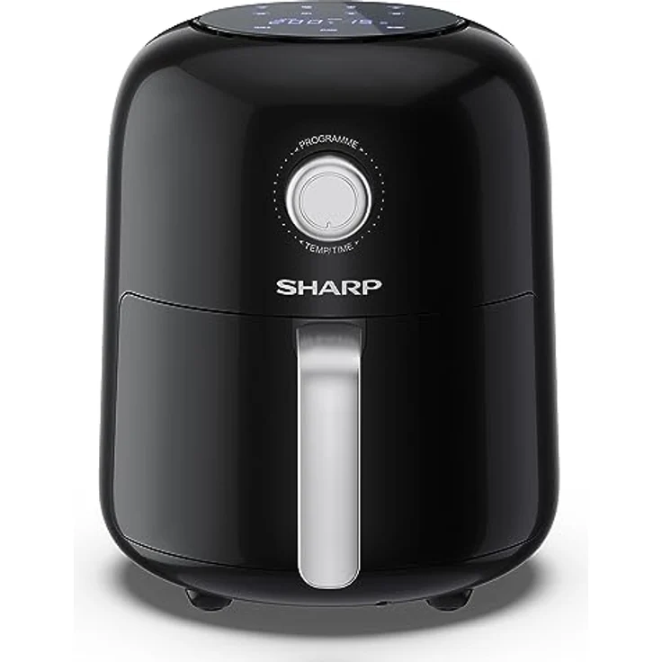 SHARP AF-GS404AE-B Heißluftfritteuse 4L mit halbdigitaler Steuerung – Touchdisplay Funktion, 8 Programme, 1300W, Schwarz, Backen ohne Öl – Bild 1