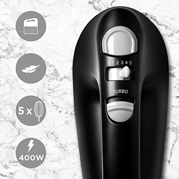 Duronic HM4 BK Handrührer, 400W, Edelstahl, schwarz – Bild 5