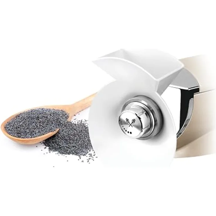 ETA Mohnmühle für Küchenmaschinen, Edelstahl-Mahlsteine, 150 g Volumen, einstellbarer Mahlgrad, leicht zu reinigen, kompatibel mit Gratus, Gustus, Mezo & mehr