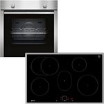 Neff Set BX18I bestehend aus B1DCA0AN0 Einbaubackofen mit CircoTherm, 60 x 60 cm, Edelstahl, N 30 und T58SHF1L0 autarkes Induktionskochfeld, 80 cm, Schwarz, N 70