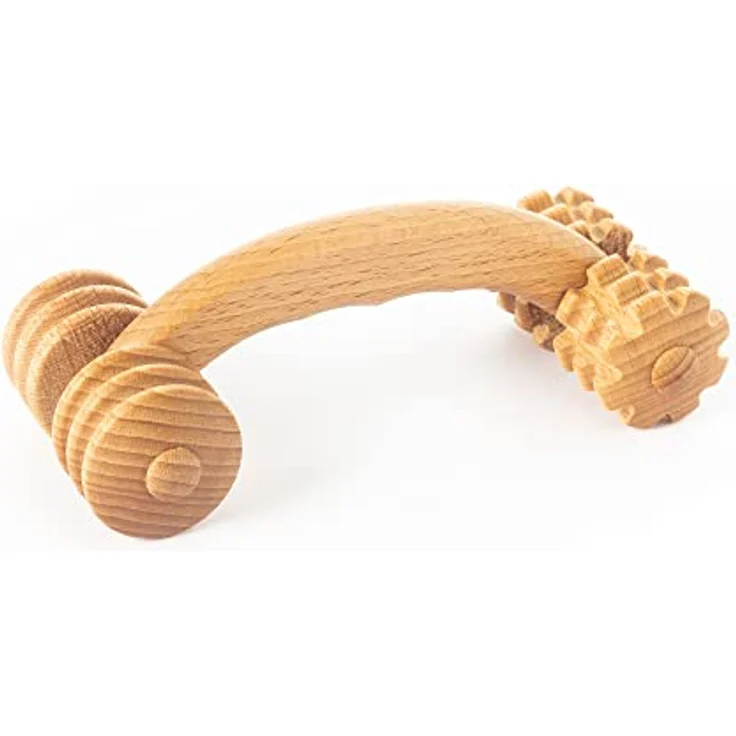 Tuuli Accessories Massage Massagegerät Rücken Nacken Schulter Massageroller Roller aus Holz 18 x 7 x 6 cm – Bild 2