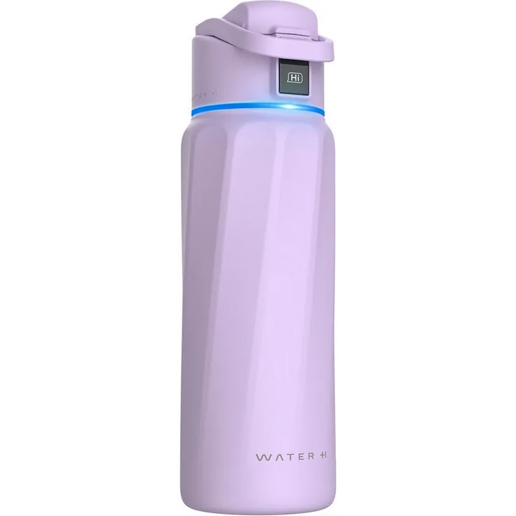 WaterH Boost Smart Trinkflasche, 946ml mit App und LED-Touch-Display, Aluminium Lila
