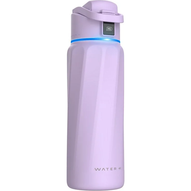 WaterH Boost Smart Trinkflasche, 946ml mit App und LED-Touch-Display, Aluminium Lila