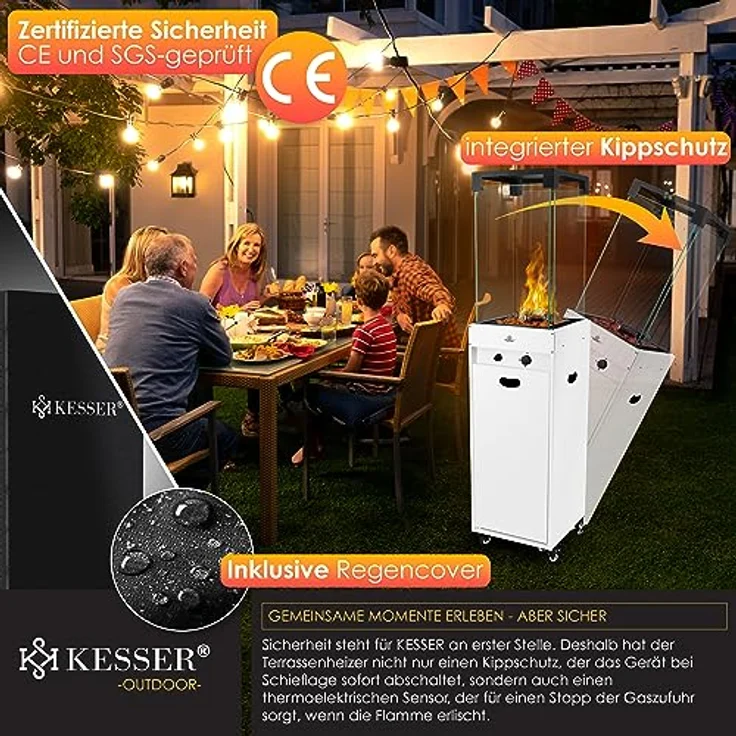KESSER® Heizstrahler Gas Terrassenheizstrahler Gasheizungen Gasheizstrahler Gasheizer inkl. Schutzhülle Outdoor-Heizung Mobiler Heizpilz Flammenheizer, Pyramide Terrassenheizer, - Preisvergleich – Bild 5