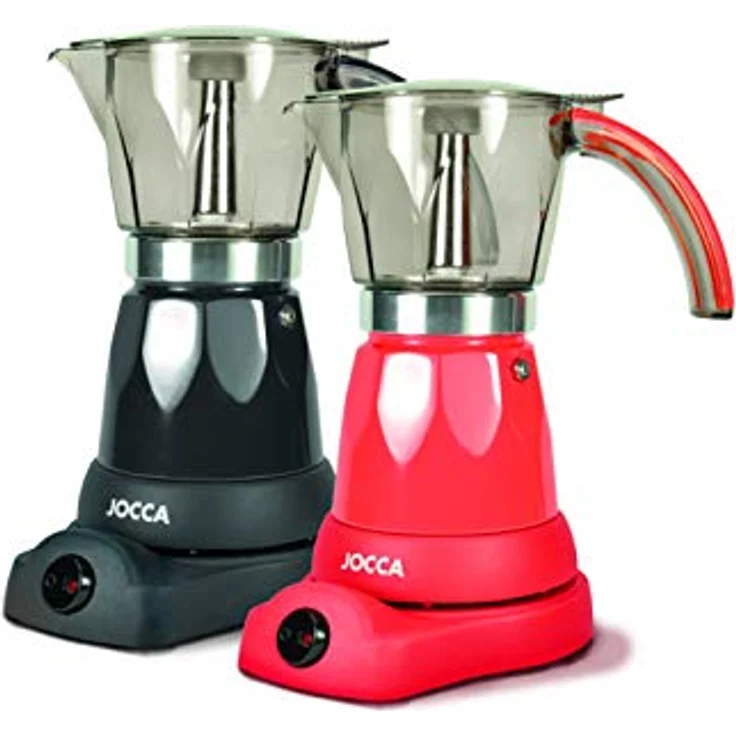 Jocca Espressokocher Italienische kaffeemaschine elektrisch 6 tassen espressomaschine elektrisch Transparent jug with cool touch handle italian coffee maker 5449R Rot – Bild 5