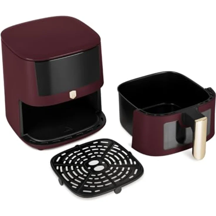 Berlinger Haus Air Fryer Leonardo Collection, Digitale Heißluftfritteuse 5L mit 8 Automatischen Kochfunktionen, Touchdisplay, 1400 W, Matt Bordeaux, Gesundes Kochen ohne Öl und Fett – Bild 2