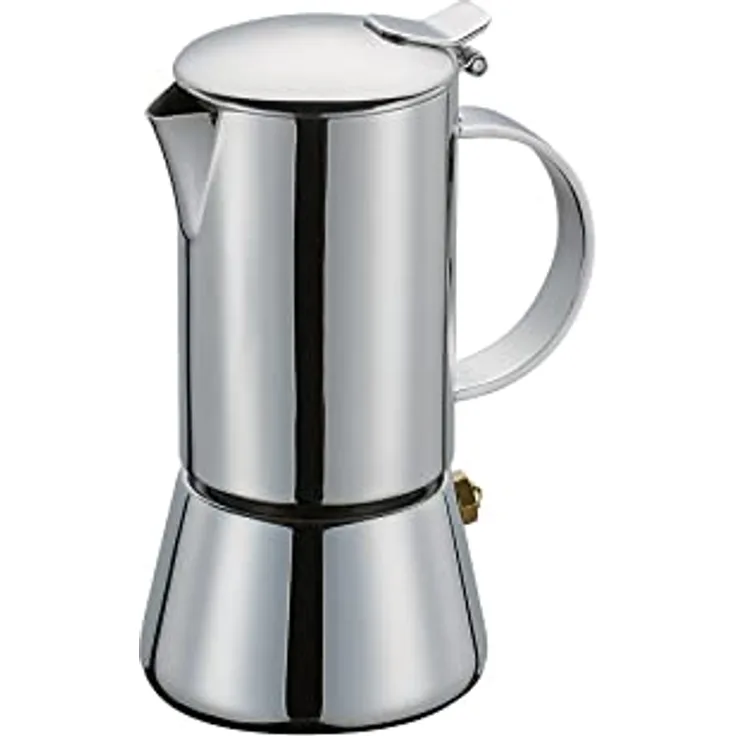 Cilio Espressokocher AIDA mit Planboden , Edelstahl , Für alle Herdarten geeignet , Ø 8 cm, Höhe 15 cm , Spülmaschinengeeignet , Mokkakanne , Espressokocher 2 Tassen , Camping Kaffeekocher