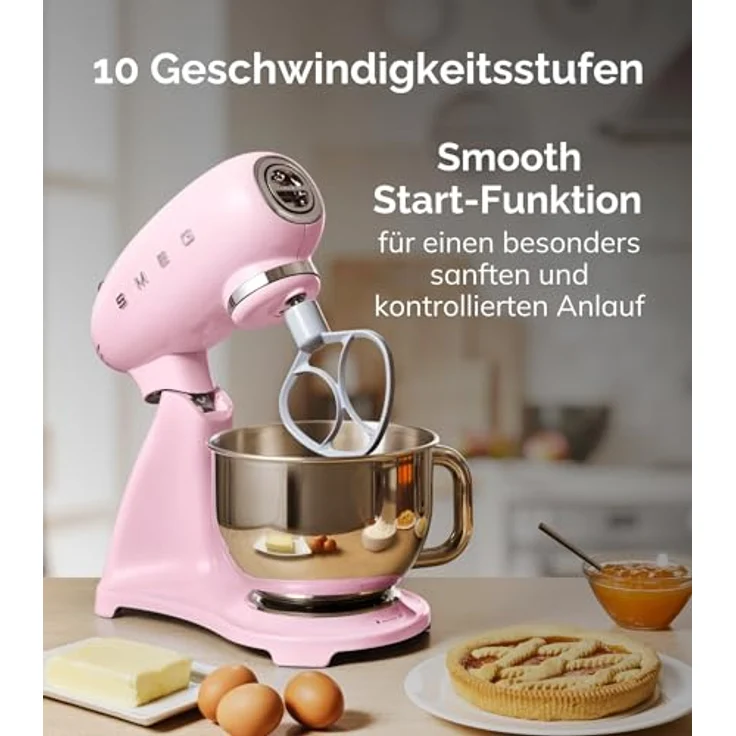 Smeg SMF03PGEU Küchenmaschine mit Direktantrieb, 800W, 4,8 L Edelstahlschüssel, pastellgrün,Serie: SMF03 – Bild 4