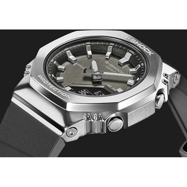 Casio G-Shock GM-S2110-1A1ER, Analog-Digitaluhr für Herren, Edelstahlgehäuse Silber, schwarzes Harzarmband, wasserdicht bis 20 bar – Bild 7