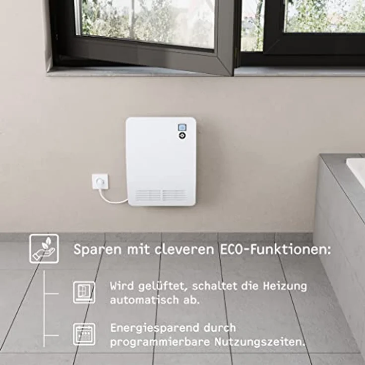 STIEBEL ELTRON elektronisch geregelter Schnellheizer CK 20 Premium, 2 kW, Wochentimer, LC-Display, Offene-Fenster-Erkennung, 120-Min. Kurztimer, 237835, Schnellheizer – Bild 3