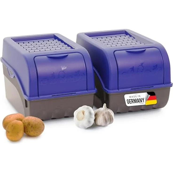 Novaliv Mittel Gemüsebox, 5L Vorratsdose in marineblau, stapelbar und ideal für Kartoffeln, Zwiebeln und Obst – Bild 1
