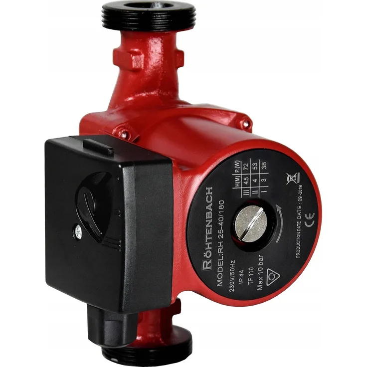 IBO Rohtenbach 001529 RH 25-40/180 Umwälzpumpe für Wasser, energieeffizient mit dreistufiger Geschwindigkeitsregelung, Rot oder Grau