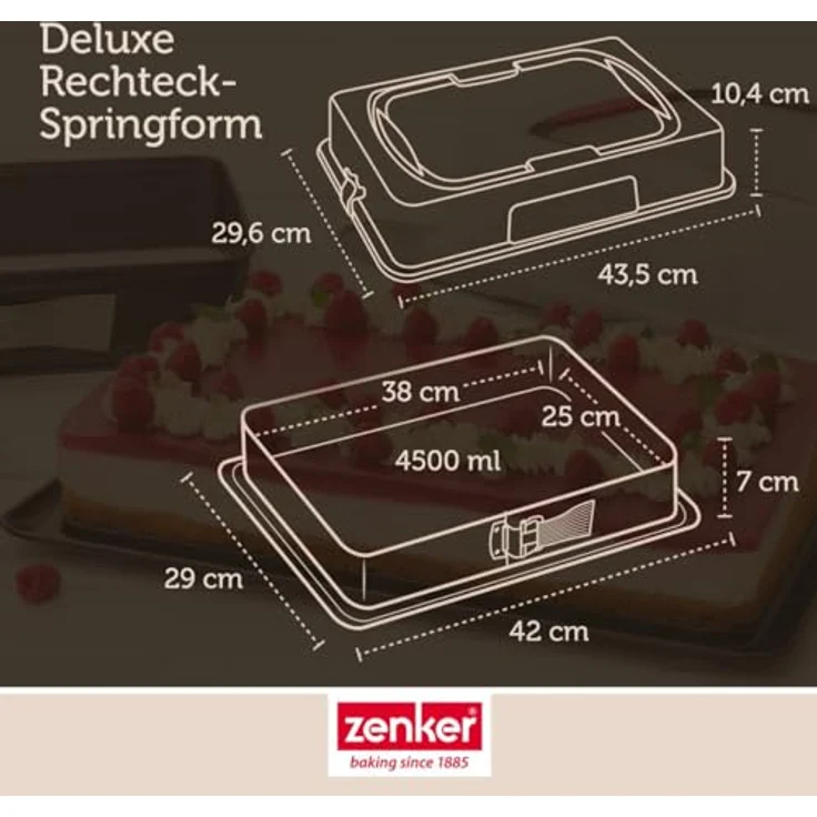 Zenker Rechteck-Springform mit Haube DELUXE, Kuchentransportbox mit le-Boden, Backblech mit Deckel (Farbe: Schwarz-Transparent-Rot), Menge: 1 Stück – Bild 5