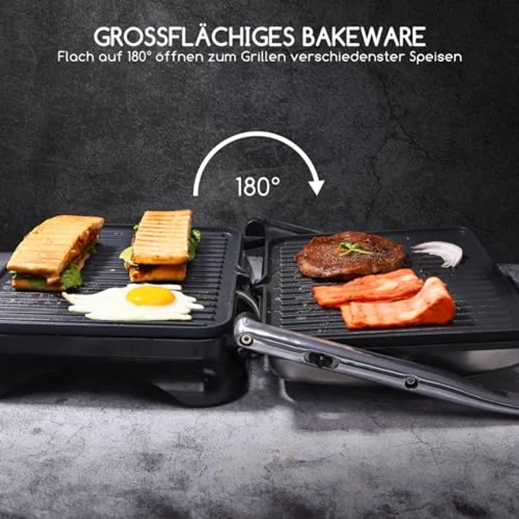 Aigostar 30KLU Panini Grill glatt geriffelt Elektrogriller – Bild 3