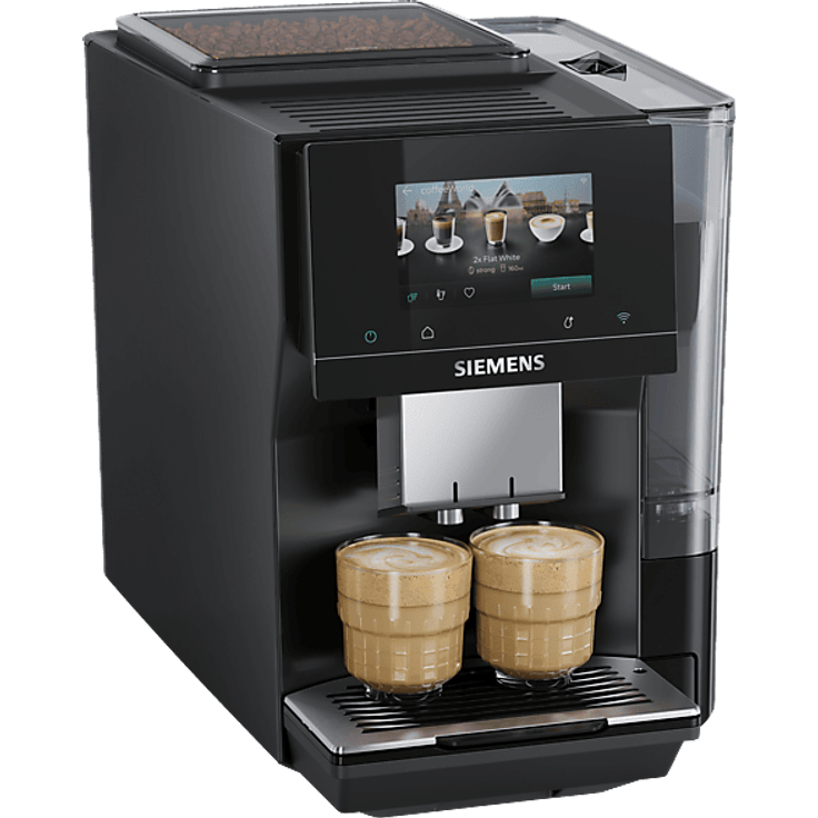 SIEMENS EQ700 iAroma TP723E09 Kaffeevollautomat, 5" Full-Touch-Display, Klavierlack schwarz, iAroma System, autoMilk Clean, flexible Milchlösung