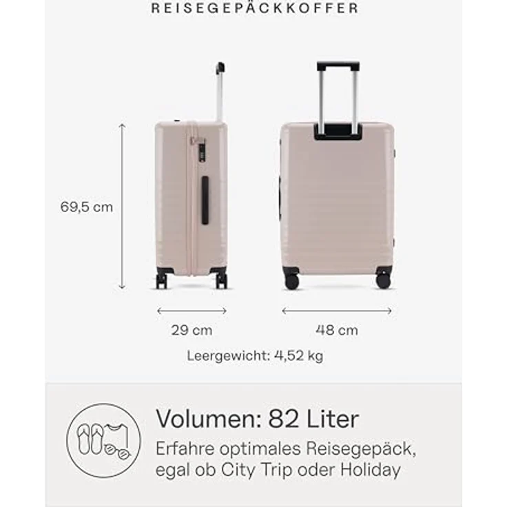 Kapten & Son Heathrow Essential Check-In Koffer Muted Clay, Hartschalenkoffer 82 L mit 360°-Drehrollen und TSA-Gepäckschloss – Bild 2