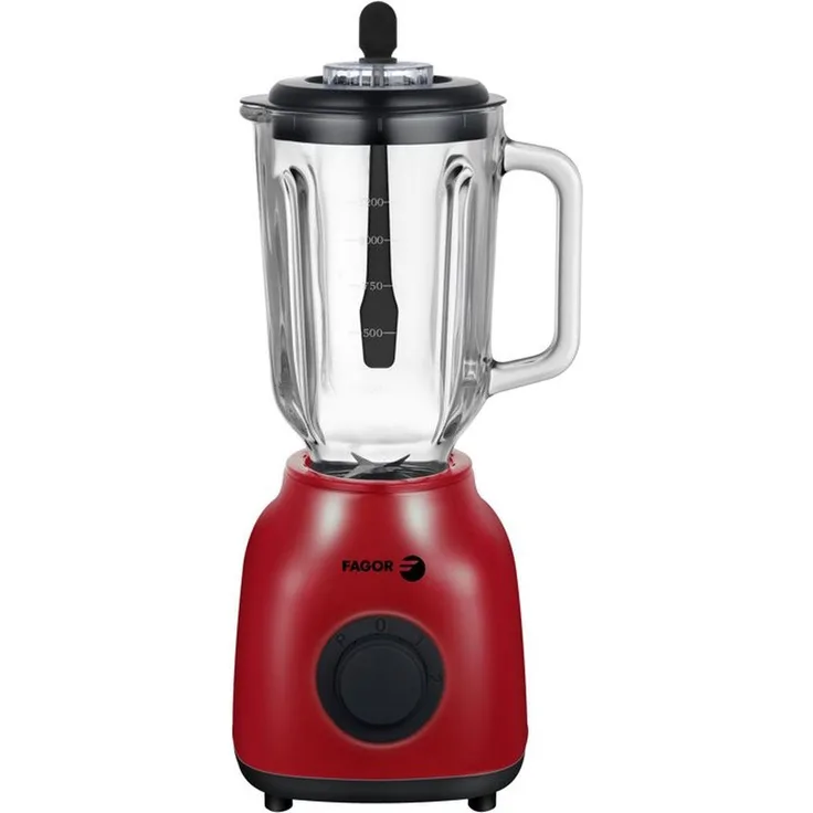 FAGOR FGB2153 2-in-1 Mixer 400 W mit 1,5 l Glasbehälter, 2 Geschwindigkeiten + Pulse, Rot