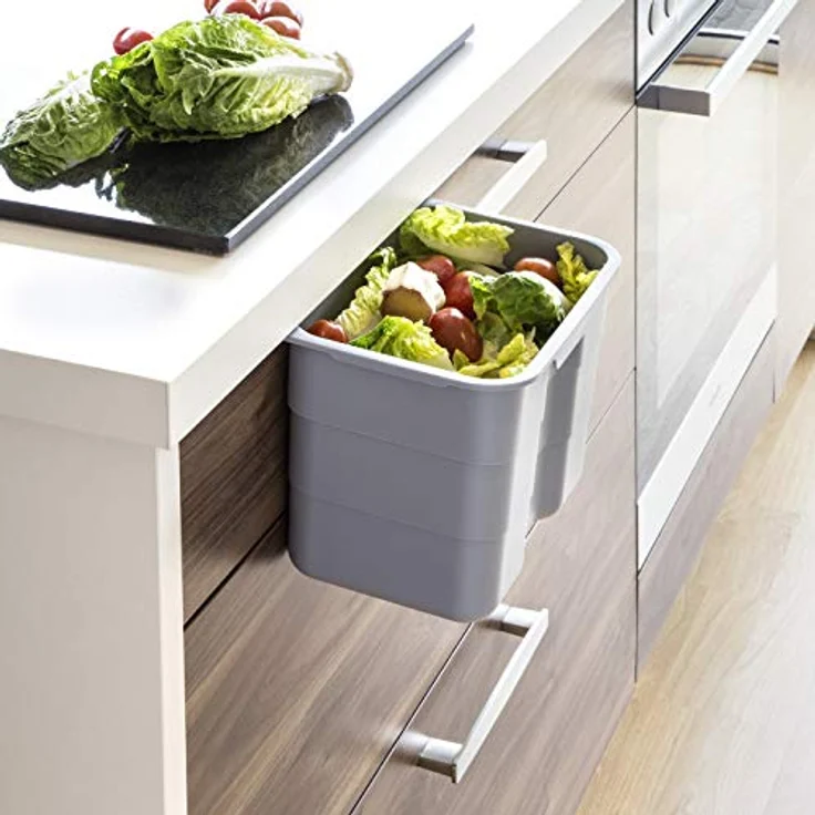 Biobin Multifunktionsbehälter 4,2 L grau mit Deckel 170 x 227 x 172 mm zum Einhängen Aufbewahrungsbox Abfallsammler von SO-TECH® – Bild 4