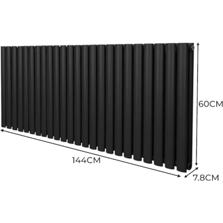 Monster Shop Röhrenheizkörper Oval 600 x 1440mm | Matt Schwarz Kohlenstoffstahl | Hohe Wärmeleistung und stabile Montage | Inkl. Reinigungsbürste, Befestigungsset & Halterungen – Bild 5