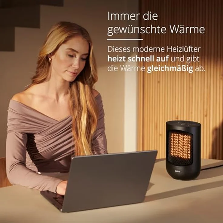 Duux Zone Energiesparender Heizlüfter Leise - Elektrische Heizung mit 1500 Watt, 3 Leistungsstufen, thermostat und 60 Grad horizontaler Schwingung - Schwarz – Bild 3
