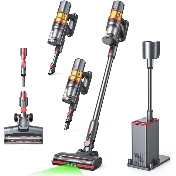 Lubluelu Akku-Staubsauger X1000, 46.000 Pa Saugkraft, Automatische Staubaufnahme, 60 Min Laufzeit, 6-fach Filtersystem mit Duftbox, Anti-Haar-Verwicklung