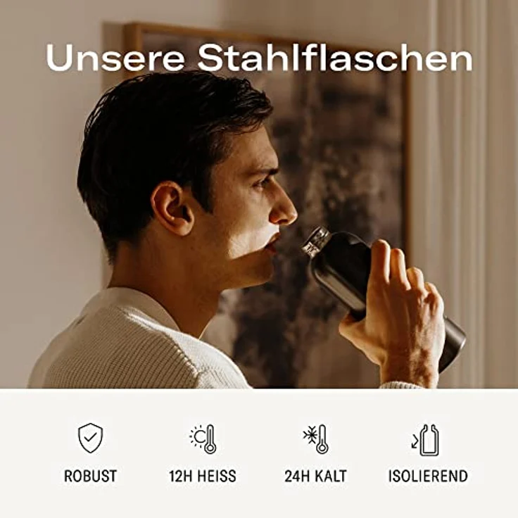 Waterdrop® Steel Bottle 600ml isolierte Trinkflasche auslaufsicher | Thermosflasche 24h kalt, 12h heiß | doppelwandige Edelstahl Wasserflasche | bruchsicher | Kohlensäure geeignet – Bild 2