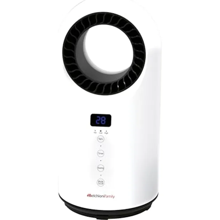 Melchioni STORM Heizlüfter Keramik ohne Flügel, LED-Display, Timer 12 H, Oszillation, 1000 W/1500 W, weiß