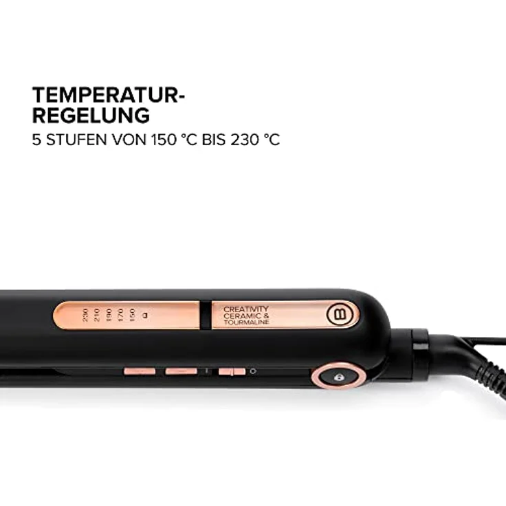Bellissima Creativity Ceramic & Turmaline, Haarglätter, glattes oder gewelltes Styling, Keramik- und Turmalinbeschichtung, Temperatureinstellung von 150 °C bis 230 °C, schnelles Aufheizen – Bild 4