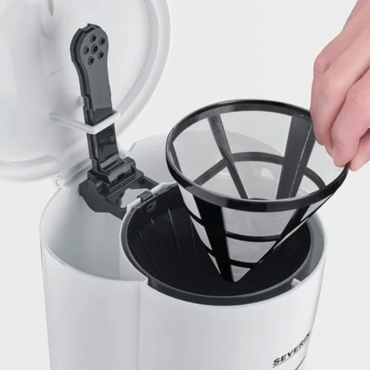 SEVERIN Filterkaffeemaschine mit Glaskanne, Kaffeemaschine mit Permanentfilter, für bis zu 10 Tassen (1,25L), mit Warmhalteplatte und Auto-Abschaltung, 900 W, weiß, KA 4323 – Bild 5