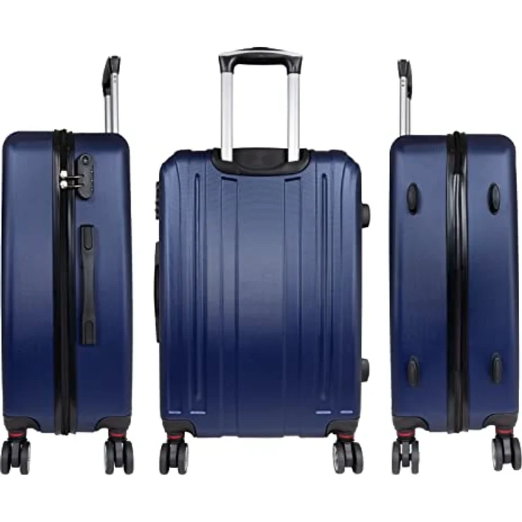 Trendyshop365 Koffer-Set 3-teilig Hartschale Dallas, mit 4 Rädern und Zahlenschloss, Blau, inkl. Handgepäcktrolley (38 Liter), Citykoffer (66 Liter) und Reisekoffer (95 Liter) – Bild 3