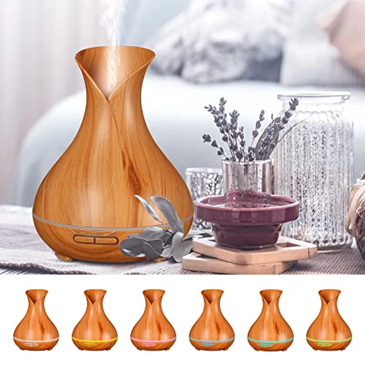 SIXTOL Vulcan Aroma Diffusor helles Holz 350ml | Ultraschall-Luftbefeuchter | Zur Luftbefeuchtung und Durchduftung von Zuhause, Schlafzimmer, Büro | Aromatherapie | Für ätherische Öle – Bild 5