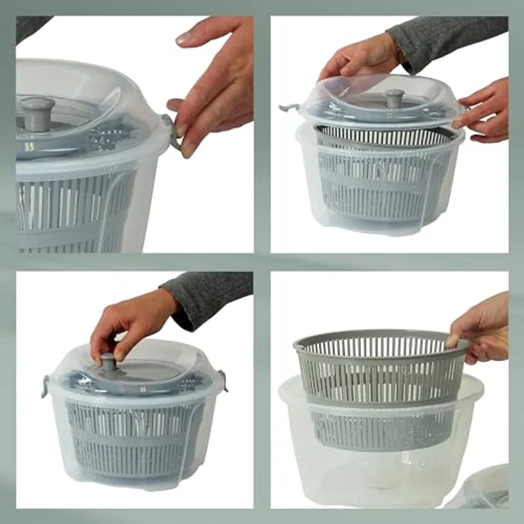 Kela 11907 Salatschleuder mit Kurbeltechnik, Grau, 4,4 l, 24,5 cm Durchmesser, Mailin – Bild 6