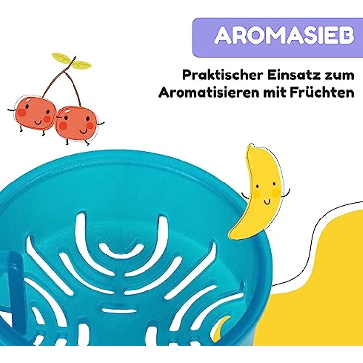 schmatzfatz Kinder Trinkflasche 400ml, Sport für Schule Kindergarten, 1-Klick Verschluss, Geschmacksneutrale Wasserflasche, Auslaufsicher mit Fruchteinsatz, BPA-Frei - Preisvergleich – Bild 5