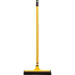 V7 Universal-Kehrbesen, V-Besen mit V-förmigen Borsten, Teleskop-Stiel und Gummilippe zum mühelosen Entfernen von Tier-, Haaren, Staub, Schmutz, Wasser, gelb