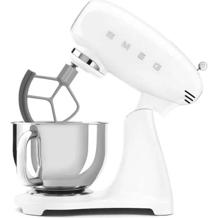 Smeg SMF05WHEU Küchenmaschine, 1000 Watt, 4,8 Liter Edelstahl-Rührschüssel, Hochglanz-Weiß, mit 10 Geschwindigkeitsstufen und Zubehör – Bild 3