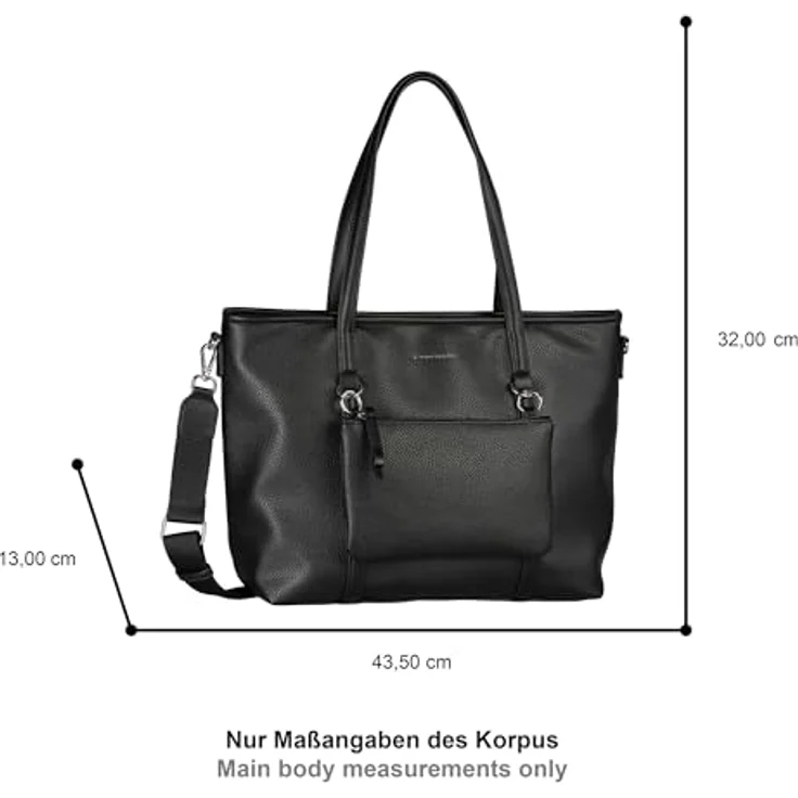 TOM TAILOR Shopper Jamila, Platzwunder mit 2-in-1-Funktion aus genarbtem Lederimitat, schwarz – Bild 4
