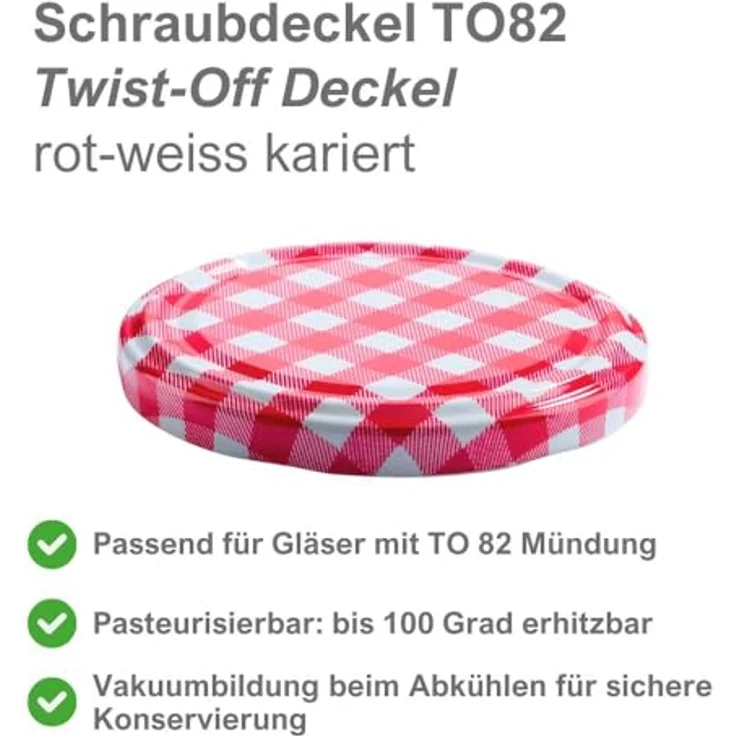 Devitre 12er Set Marmeladengläser 330 ml, wiederverwendbare Einmachgläser mit rot-karierter Schraubdeckel und Etiketten – Bild 4